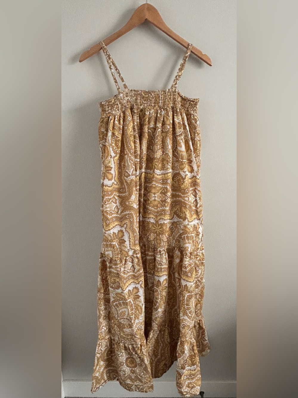 Pink Paprika 100% Cotton Paisley Boho Midi Dress Smocked Back Size S - Picture 6 of 7